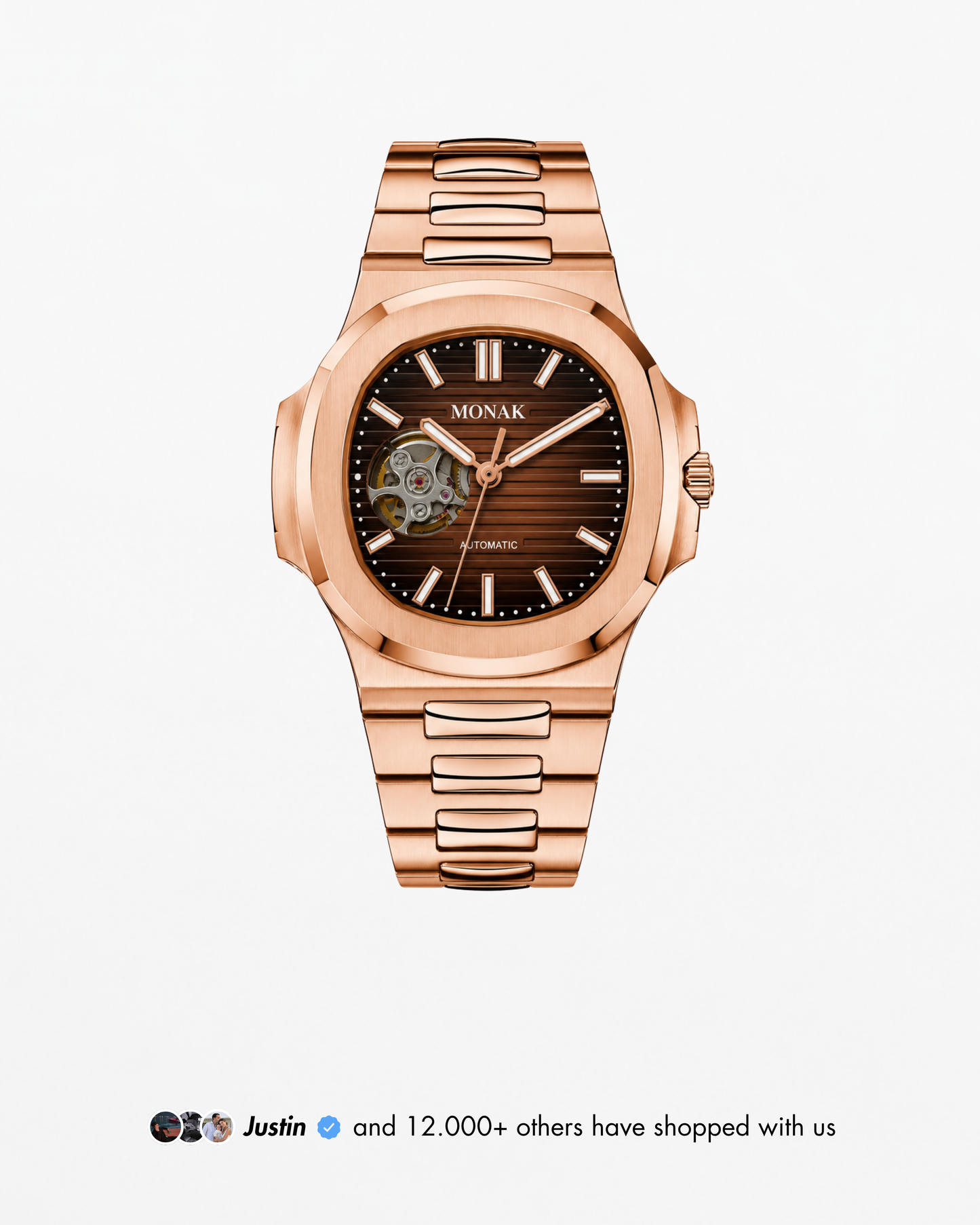 Nautilusnak - Chocolate Dial Rose Gold Open Heart