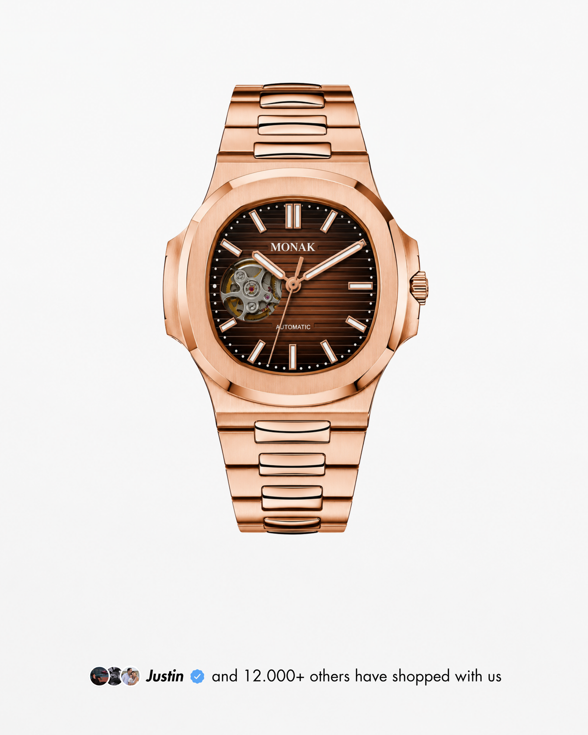 Nautilusnak - Chocolate Dial Rose Gold Open Heart