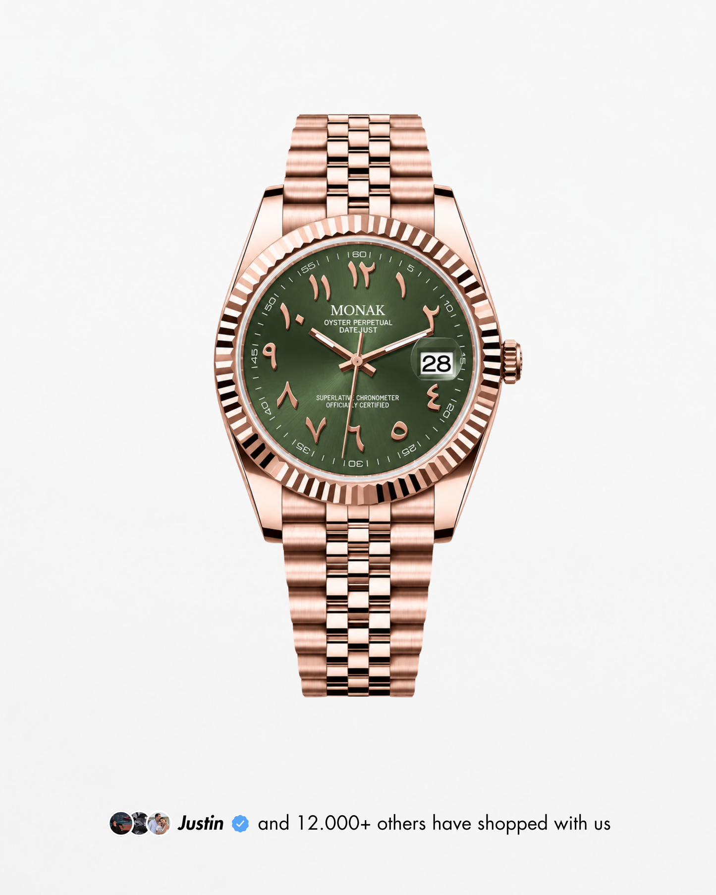 Monakjust - Rose Gold Olive Green Arabic