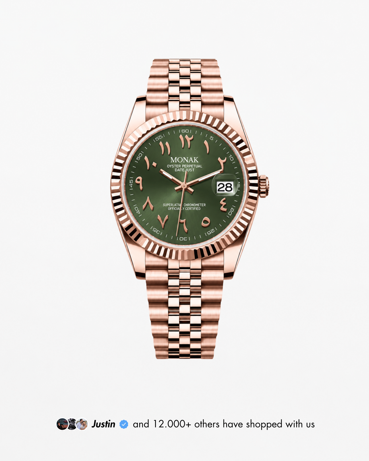 Monakjust - Rose Gold Olive Green Arabic